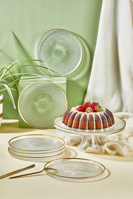 Hermia Mina Set de Platos de Postre con Soporte, 7 Piezas Hermia Mina Set de Platos de Postre con Soporte, 7 Piezas